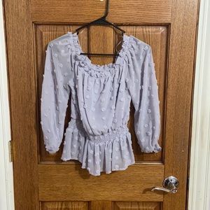 Beautiful light lilac off the shoulder blouse